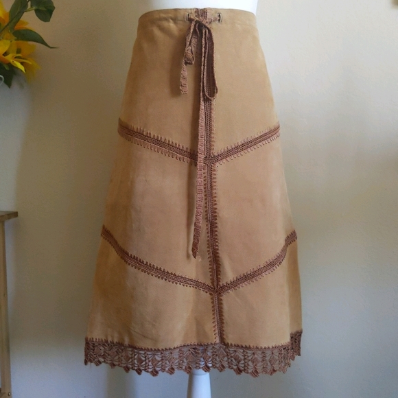 Y2K Spoiled Girl Suede Leather A-Line Skirt